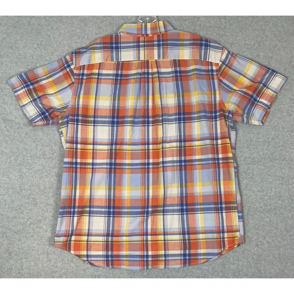 Banana Republic‎ Button Up Shirt Men's Size XL Short Sleeve Plaid Epaulettes